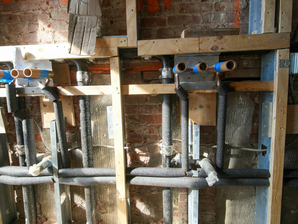 Exposed plumbing connections